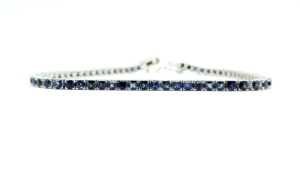 Bracelet tennis en argent sterling saphir naturel de luxe fait main, bijoux classiques personnalisés pour femmes, cadeaux pour mariages et fêtes, certifié - Product Image 6