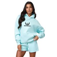 Sudadera con Capucha de Forro Polar para Mujer, Estampado Invernal Azul Agua, Personalizable, Corte Holgado, Manga Larga, Estilo Casual Urbano, Cómoda