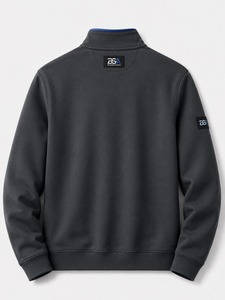Sweat-shirts personnalisés pour hommes à col rond, demi-zip ou quart-zip, en molleton doublé, couleur unie, style zippé pour l'hiver - Product Image 4
