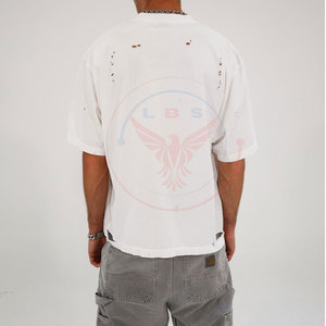 <b>Top</b> Selling Unique Design Plus Size Solid Casual <b>Distressed</b> T-Shirts 180 Grams High Quality Eco-Friendly Quick Dry Breathable - Product Image 4