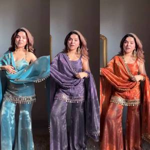 Ensemble Sharara Designer pour Femme, Robe Kurta en Soie, Ensemble Sharara Dupatta, Vêtements Ethniques en Gros, Tenue Sexy pour Fille et Femme - Product Image 1