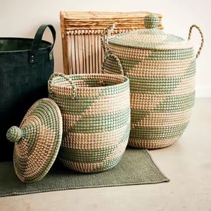Natural/customized Color Eco-Friendly Clothing Storage <b>Baskets</b> Flexible Seagrass water hyacinth Round/Rectangle/<b>Square</b> <b>basket</b> - Product Image 4