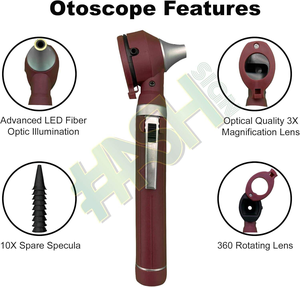 Otoscope portable de poche mini en fibre optique pour examen diagnostique des oreilles, avec pochette souple et embouts de spéculum auriculaire - Certifié CE, haute précision - Product Image 5