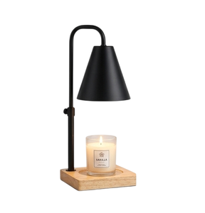 New Style Electric Candle Warmer Wood Base Black Metal Lamp Aroma Burner for Indoor Aromatherapy Tabletop Use Candle Warmer - Product Image 1