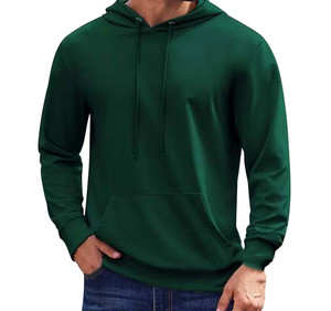 Conjunto de Sudadera con Capucha Negra, Color Sólido, Forro Polar Transpirable de Poliéster, Invierno, Grueso, 300g, Casual, para Hombre, con Logotipo Personalizado en la Parte Delantera - Product Image 2
