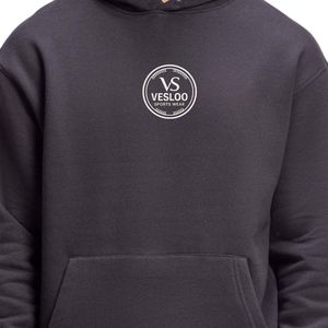 <b>Men's</b> Regular Fit Hoodie Black Fleece Fabric Rubber Patch Hood Snap Buttons Hooded Sweatshirt Casual Streetwear OEM ODM - Product Image 5