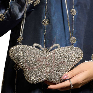 Customized Color High Quality <b>Portable</b> Fashion Women Clutches Iron Pearl Tassel Button Design Light Weight Evening Diamonds - Product Image 2