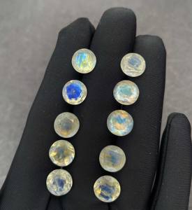 Lot de pierres précieuses en pierre de lune arc-en-ciel naturelle, taille ronde, 9 mm, certifiées IGI, pour la fabrication de bijoux, boucles d'oreilles et pendentifs - Product Image 3
