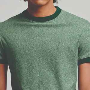 Men's 100% Cotton Oversized Fit O-Neck Front Logo Anti-pilling Crop Length Custom <b>Ringer</b> <b>T</b>-<b>Shirt</b> Pakistan - Product Image 3