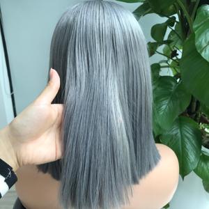 Vente en gros d'extensions de cheveux vierges vietnamiennes 100% de haute qualité perruque de cheveux bruts raides avec frontal de couleur grise - Product Image 4