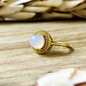 New Arrival Moonstone <b>Rings</b> Boho Brass <b>Ring</b> Women 18k <b>Gold</b> Plated Antique Tribal Beaded Halo Crown Design for Wholesale/OEM/ODM - Product Image 5