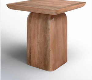 Solid Wooden Square Top Bedside <b>Coffee</b> Center <b>Table</b> Handcrafted Pillar Base End <b>Table</b> for Bedroom Living Room <b>Garden</b> Farmhouse - Product Image 2