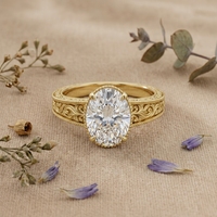 Bague de fiançailles en diamant ovale 2,50 carats, bague de mariage vintage en filigrane pour femmes, plaquée or 14 carats, certifiée IGI, bijoux de mariée