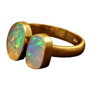 Party Wear 925 Sterling Sterling Silver <b>Gold</b> Plated Jewelry <b>Opal</b> Gemstone Women Wear Classic <b>Ring</b> - Product Image 2