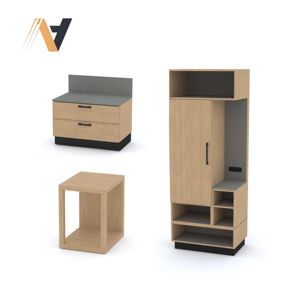 Modern Urban <b>Bedroom</b> <b>Furniture</b> Set <b>Modular</b> Storage Concept MDF/HPL/LPL Veneer Finish Luxury Interior Style From Vietnam Factory - Product Image 6