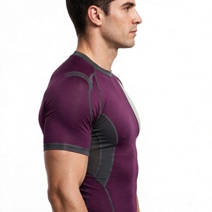 Men's Custom Color Short Sleeve Compression <b>Shirt</b> Solid Color Block Neck Breathable Regular Fit Quick Dry Sporty Summer Wear - Product Image 3