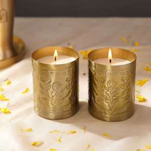 <b>Decorative</b> Cylindrical Brass Candle Vessels Candle Holder Container For Modern <b>Table</b> Centerpiece <b>Decoration</b> - Product Image 1