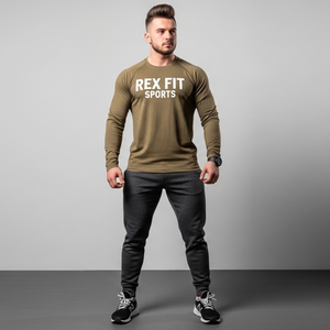 Camiseta de manga larga de alta calidad para hombre, ropa sencilla a la moda, camiseta transpirable con cuello redondo para hombre, servicio OEM - Product Image 1
