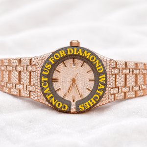 <b>Top</b> High Rated <b>Rose</b> Gold Brilliant Cut Moissanite Diamond Full Iced Custom Unisex Branded New Collection Hip Hop Quartz Watch - Product Image 3