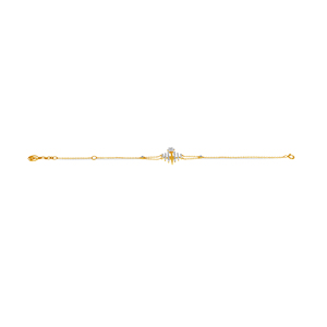 18K Yellow Gold Geometric Diamond <b>Bracelet</b> for Women | Luxury Double Chain CZ Diamond <b>Adjustable</b> <b>Bracelet</b> | Modern Minimalist Fi - Product Image 2