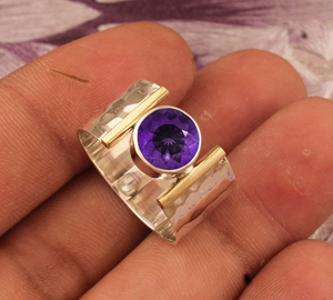 Natural Amethyst Bezel Setting Classic Band <b>Ring</b> 925 Sterling <b>Silver</b> Women's Genuine Stone Purple Gemstone Wedding Party - Product Image 5