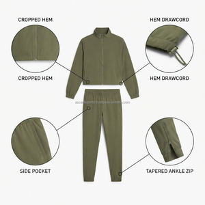 Ensemble de survêtement coupe-vent pour homme, vêtements de sport personnalisés OEM en nylon, veste légère à fermeture éclair, pantalon de jogging, entraînement, course à pied, décontracté - Product Image 6