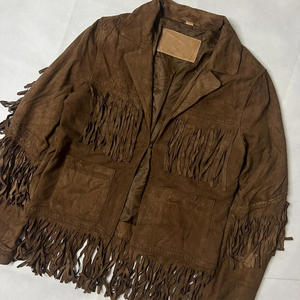 Chaqueta de cuero de gamuza estilo western vintage con flecos para hombre y mujer, producción OEM - Product Image 3