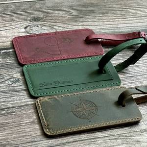 Luxury Genuine Leather Luggage <b>Tags</b> Privacy Cover Travel Bag Labels Personalized Leather Suitcase <b>Tags</b> OEM LMP-0205 - Product Image 4
