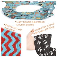 Sac de courses pliable en polyester imprimé sur mesure avec motif chien, résistant, réutilisable, idéal pour les cadeaux de Noël, vente en gros