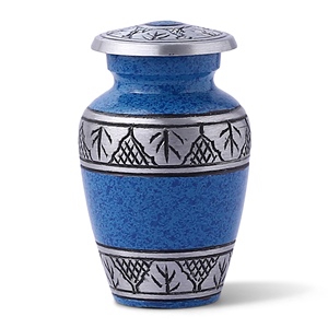 Urne funéraire bleue en marbre avec motif géométrique et végétal, petite taille, style traditionnel, couvercle à vis, urnes et objets commémoratifs - Product Image 6