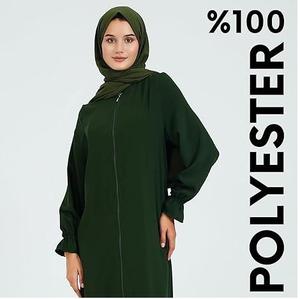 Nueva Abaya de Moda Modesta, Vestido Islámico Elegante y Moderno, Último Modelo, Verde Liso con Cierre, Abayas de Dubái para Mujer, Transpirable - Product Image 5