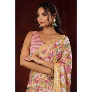 ผ้าซิฟฟอนทรงสวยสำหรับงานปาร์ตี้ ทรงตรงพร้อมลายดอกไม้สวยงาม พิมพ์ลายดิจิทัล - Product Image 2