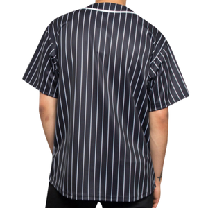 เสื้อเบสบอลผู้ชายคุณภาพสูงสีดำ ผลิตจากโพลีเอสเตอร์/คอตตอน ระบายอากาศได้ดี ออกแบบได้ตามสั่ง ติดกระดุม ไซส์ใหญ่ ขายส่ง - Product Image 3