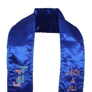 Estola de Satén para Graduación Jack and Jill, Bordada y Personalizable, Banda de Honor para Ceremonias Universitarias, Fraternidades y Hermandades - Product Image 3