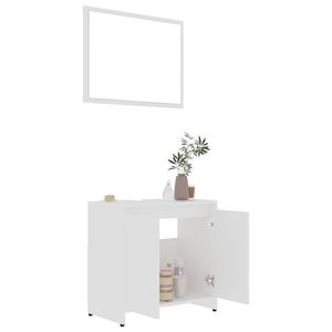 Set di mobili da bagno in legno ingegnerizzato bianco 3 pezzi - Product Image 6