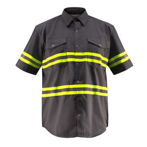 Premium Half Sleeve Work Shirts Hi Vis <b>Reflective</b> <b>Safety</b> <b>Clothing</b> High Visibility in Large Dark Grey - Product Image 1