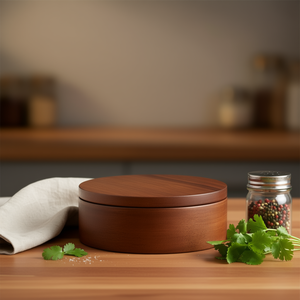 Traditional Handmade Wooden Chapati & Roti Container with Spice <b>Storage</b> Organizer <b>Kitchen</b> Utility Food <b>Storage</b> & Serveware - Product Image 3