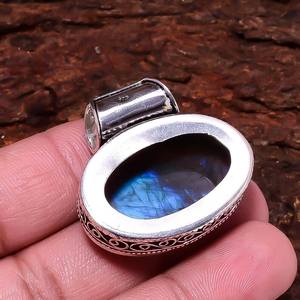 Pendentif en labradorite bleue naturelle, collier ovale en labradorite bleue, argent sterling 925, bijoux en pierres précieuses faits à la main, cadeau pour elle - Product Image 3