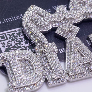 Pendentif de nom en argent 925 avec calligraphie arabe en moissanite pour homme, collier de luxe personnalisé avec lettres, style hip-hop, cadeau M - Product Image 2