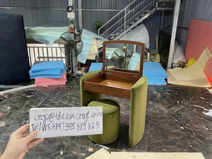 Modern Design Oak Wood Corner Vanity - Girls Beauty <b>Makeup</b> Table with <b>Mirror</b> & Chair Set Wholesale - Product Image 5