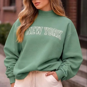 Pull ample à col montant pour femme, automne/hiver, en coton/polyester, offrant un confort et une chaleur améliorés - Product Image 1