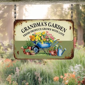 CIFbuy GrandmaFT's Garden Plaque murale vintage en métal 'Garden Grown Love' Décoration murale style ferme Cadeau idéal pour maman Service de sélection - Product Image 5