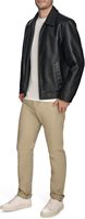 Jaket Kulit Asli Pria Model Hoodie dengan Ritsleting, Ukuran Regular, Cocok untuk Musim Gugur