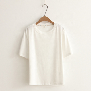 Camisetas cortas personalizadas para mujer, camiseta blanca con logo personalizado, 100% algodón, top corto informal transpirable, camiseta corta para mujer - Product Image 5