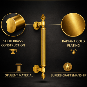 Poignée de porte d'entrée Pollux en laiton massif plaqué or, durable |   Poignée de tirage architecturale pour usage hôtelier, intérieur moderne - Product Image 3