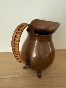 Vintage Copper Water <b>Jug</b> With Woven Handle Hammered Finish Durable Design For <b>Drinks</b> - Product Image 3