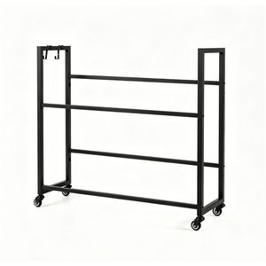 Carrello Portabevande in Metallo a 2 Ripiani con Ganci per Stoccaggio in Garage - Product Image 5