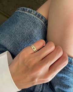 แหวนเพชรทรงกลมเพาะเลี้ยงในห้องปฏิบัติการ ดีไซน์สองแถว วงกว้าง สำหรับผู้หญิง ทองคำแท้ 14K ของขวัญวันเกิดสุดเซอร์ไพรส์สำหรับคนรัก - Product Image 2