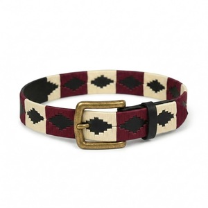 Handmade Argentine Polo <b>Belt</b> Genuine <b>Leather</b> Woven Embroidered <b>Belts</b> Supplier India Custom Brass Buckle Equestrian <b>Belts</b> Bulk - Product Image 5