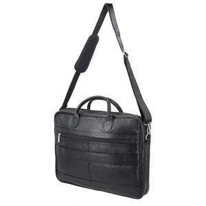 Black Leather Business Laptop <b>Bag</b> with Adjustable Shoulder Strap & Storage Pockets Durable Office Carry Case - Product Image 4